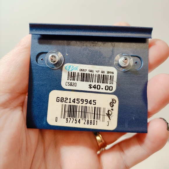 Vintage Bijoux GIVENCHY Silver tone Open Circle Pave Drop Earrings POST BACK NOS - Picture 5 of 6